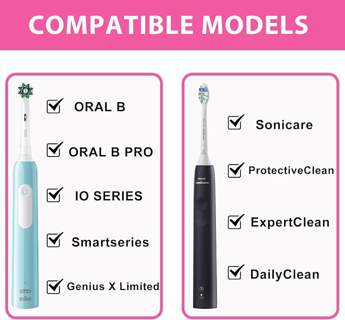 Toothbrush Travel Case for Oral B/Oral-B Pro 1000 1500 5000 7000 & Philips Sonicare 4100 1100 5300 5100 6100/iO Electric Toothbrush, Hard Protective Storage Bag (Pink case with toothbrush cap) - Image 7