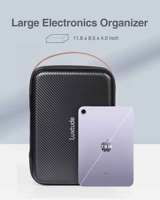 Large Electronics Organizer Travel Case for Chargers and Cords | Waterproof Hard Case for Electronics, Travel Essentials for Chargers/Mouse/USB Drives/SD Cards, Tech Gifts (Case Only) - Image 5