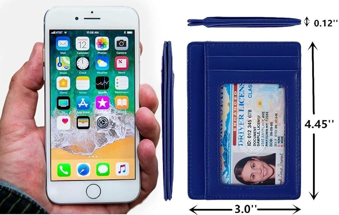 KALMORE Genuine Leather Front Pocket Slim Wallet Credit Card Holder with ID Window - Image 4