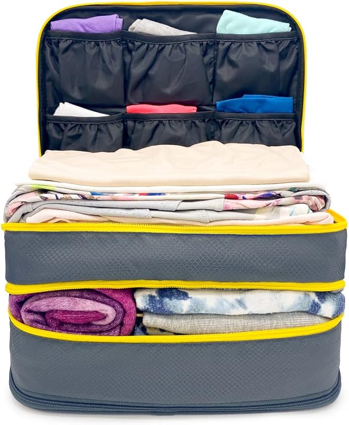 Biaggi Double Deck Compression Packing Cube –2-in-1 Expandable Travel Organizer with Integrated Shoe Cube Compartment – Lightweight Packing for Carry-On or Suitcase - Image 3