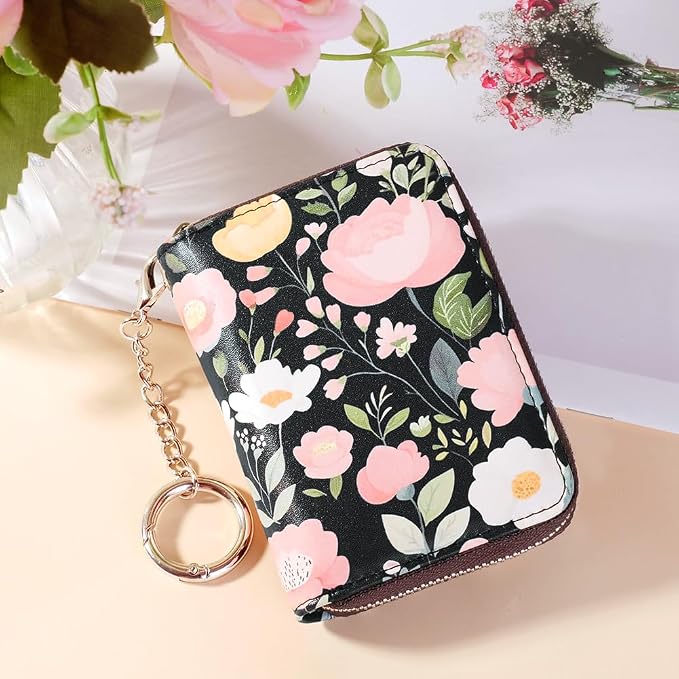 FurArt Zipper Wallet Women RFID Credit Card Holder keychain Wallet | ID Window RFID Blocking Compact Small business 15/16 slots - Image 2