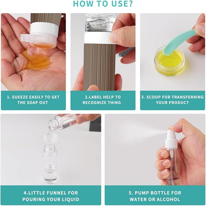 18Pack Travel Bottles for Toiletries TSA Approved Silicone Travel Containers for Toiletries, Leak Proof Refillable Liqus Shampoo And Conditioner travel Essentials toiletry Bottles (BPA Free) - Image 3