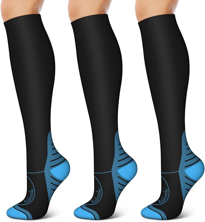 3 Pack Compression Socks - Compression Socks Women and Men, 15-20mmHg, Best for Nurses, Travel, Pregnancy by Unknown