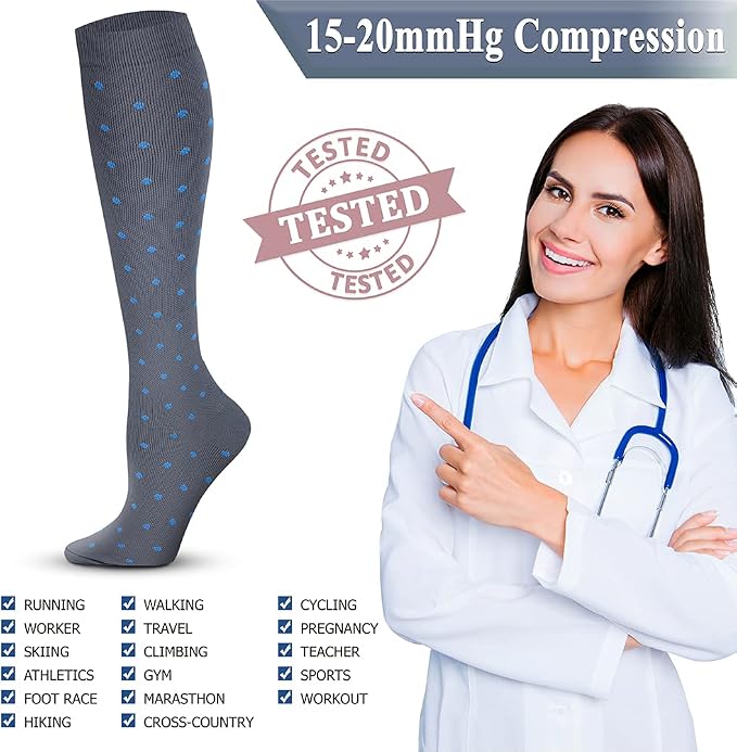 QUXIANG Copper Compression Socks for Women & Men Circulation (8 Pairs) - Best for Running Athletic Cycling - 15-20 mmHg - Image 5