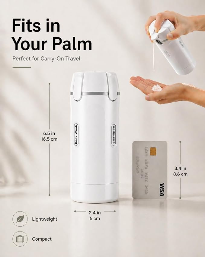 4 in 1 Travel Dispenser Bottle, TSA Approved Leak Proof Refillable Toiletry Containers for Shampoo, Conditioner, Lotion & Skincare – Easy Clean Travel Bottles for Gym, Business - Image 3