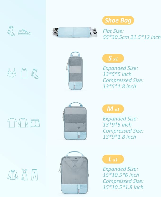 BAGSMART Compression Packing Cubes for Travel Essentials | 14 Set /6 Set /4 Set/2 Set, Lightweight, Durable - Image 2