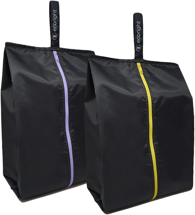 Ecoright Shoe Bags for Travel, Set of 2, 100% Recycled Water-Resistant Zipper Pouch Bags, Shoe Bags for Storage, Travel Essentials for Men & Women by EcoRight