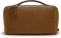 EACHY Travel Makeup Bag for Women, Faux Suede Cosmetic Bag, Brown, Medium | Faux suede organizer with flat-open access, clear TPU brush pocket and carry handle for daily makeup, toiletries and travel by EACHY