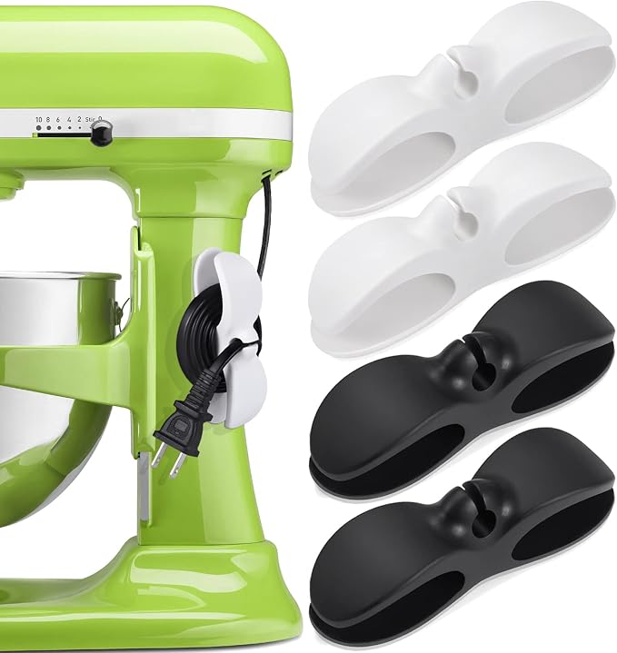 SisBroo Cord Organizer for Appliances, 4PCS Kitchen Appliance Cord Winder Cable Organizer, Cord Holder Cord Wrapper for Appliances Stick on Pressure Cooker, Mixer, Blender, Coffee Maker, Air Fryer by SisBroo