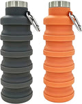 YCT Collapsible Water Bottle 17oz（500ml），Travel Portable Sport Water Bottle，Reusable Silicone Foldable Water Bottles for Gym Camping Hiking (Black+Orange) by YCT