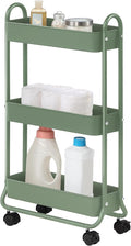 SunnyPoint Slim Rolling Storage Cart, 3 Tier Bathroom Storage Organizer Bathroom, Laundry Utility Cart (Turq) by SunnyPoint