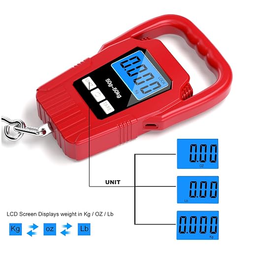 Digital Fish Scale Hanging Scale Fishing Scale,110lb/50kg Luggage Scale,Upgrade Large Handle & Backlit LCD Display, Electronic Balance Digital Fishing Postal Scale, Red, Fishing Gifts for Men - Image 3