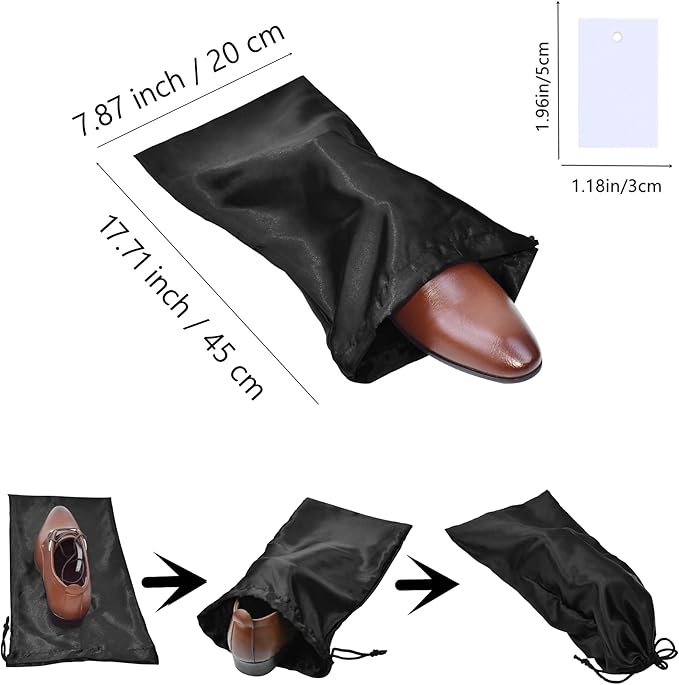 GONGKANGYUAN 4 Pack Shoe Bags for Travel Satin Fabric Shoe Bag with Drawstring for Men Women Travel Protecting Storing Shoes - Image 2