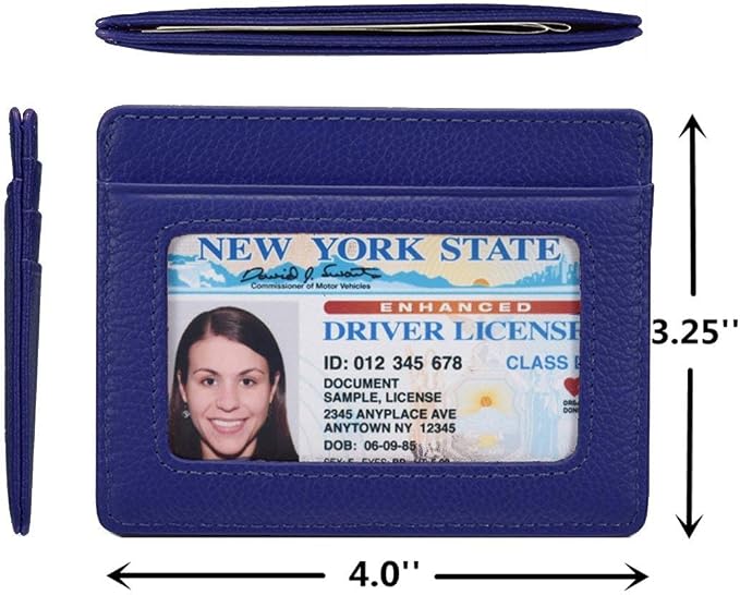 KALMORE womens Credit Holder Genuine Leather Slim Minimalist Card Case Wallet, Black With Id Window - Image 3