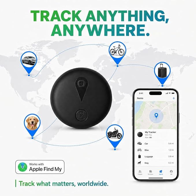 GPS Tracker for Vehicles, Mini Hidden Magnetic Car Locator with Real-Time Tracking, Works with Apple Find My, No Monthly Fee or SIM Card, IP67 Waterproof, 365-Day Battery, iOS Only, Black | GPS Tracker for Vehicles - Image 9