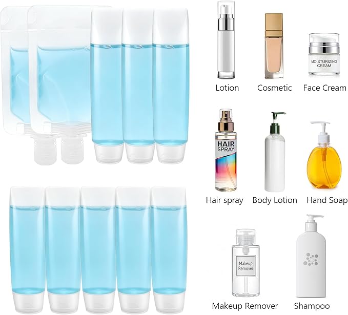 13pack Travel Bottles for Toiletries TSA Approved Leak Proof Travel Size Bottles with Toiletry Bag (BPA Free) travel containers for liquids Ideal for shampoo, lotion, sunscreen, perfume & more - Image 3