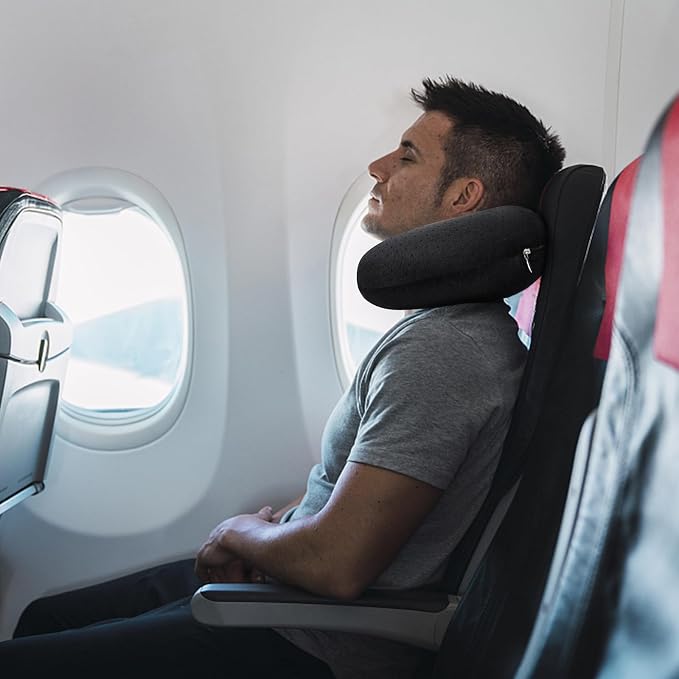 Black Travel Neck Pillow Memory Foam Airplane Pillow for Neck and Head Support Soft Portable U Shape Neck Pillow for Plane, Car & Home Office Use - Image 7