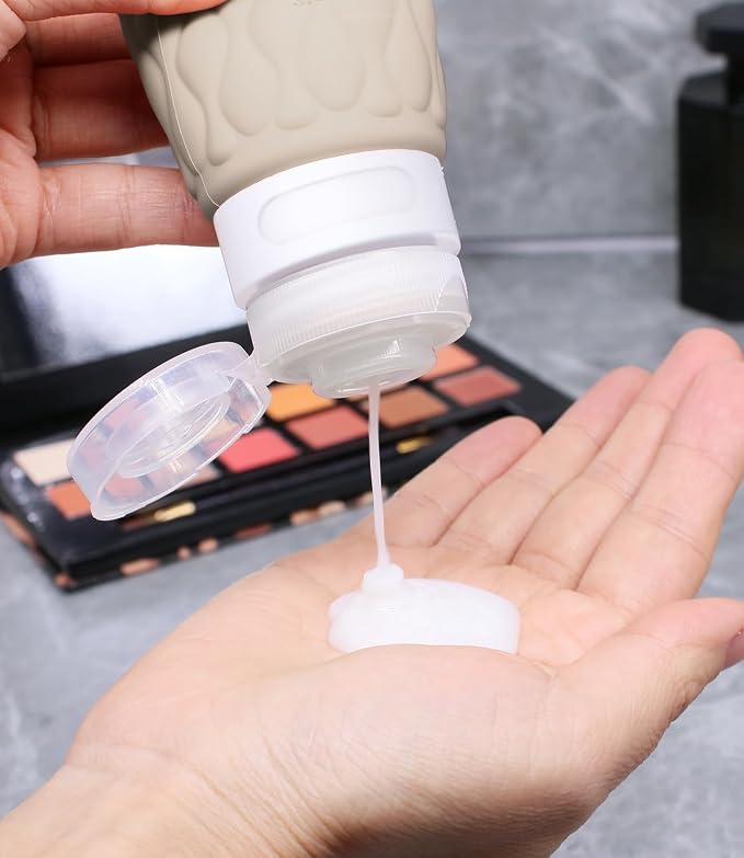 3.4oz Silicone Travel Bottles for Toiletries Refillable Liquid Accessories | for Shampoo and Conditioner, TSA Approved Leakproof Squeeze Bottles Travel-friendly with Labels/Clear Bag - Image 4