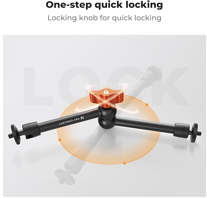 K&F CONCEPT 9.8" Magic Arm Clamp Kit with 1/4" & 3/8" Thread Screw | 360° Ball Heads Magic Arm with Tripod Mount Adapter for Gopro/LED Lights/Monitor/Flash/Microphone/DSLR Camera, MS32 - Image 6