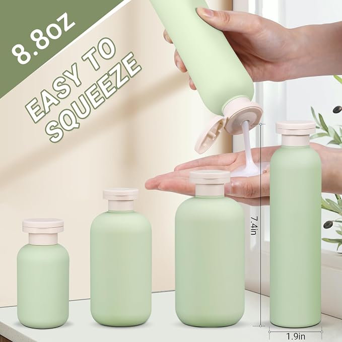 ASEVAT Plastic Leak Proof Travel Bottles for Toiletries, TSA Approved Travel Size Containers, Squeeze Bottles Refillable for Shampoo, Lotion & Body Wash (Blue+Pink+Green, 8.8 oz) - Image 2
