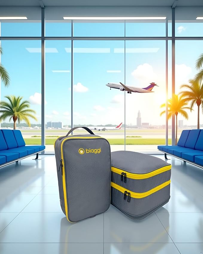 Biaggi Double Deck Compression Packing Cube –2-in-1 Expandable Travel Organizer with Integrated Shoe Cube Compartment – Lightweight Packing for Carry-On or Suitcase - Image 6