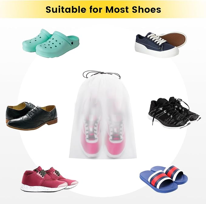 Vorspack Shoe Bags for Travel, 6 Pcs, Transparent, Drawstring, Large | Clear, Shoe Organizer, With Rope, Travel Essentials, For Men Women - Image 4