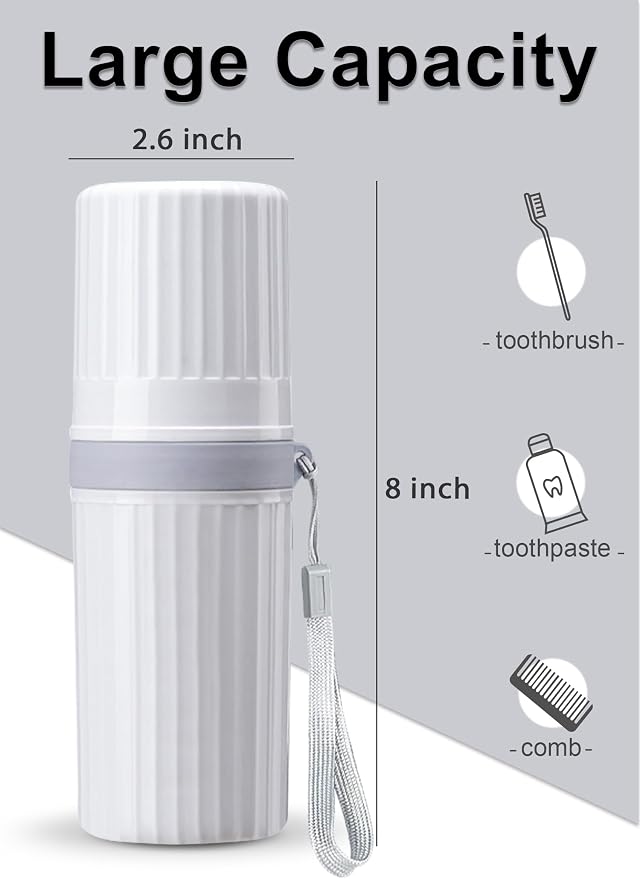 Toothbrush Travel Case, Grey Toothbrush Holder Travel | Large Travel Toothbrush Cup Case, Portable Travel Toothbrush Container for Traveling, Camping, Business, and School - Image 4