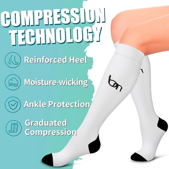 Compression Socks for Women & Men Circulation(6 pairs)-Graduated Supports Socks for Running, Athletic Sports - Image 5