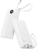 VRURC Portable Charger Built in 4 Cables, Slim Power Bank 10000mAh | Multi Devices Charging Bank with Lanyard, USB C Battery Pack for All Cell Phones, Samsung,Android-White(1 Pack) by Home