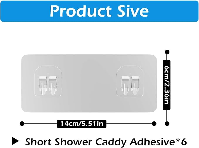 6 Pack Shower Caddy Adhesive Replacement, Shower Adhesive Strips, Strong Adhesive Hooks, Waterproof Sticker, No Drilling, for Bathroom Shelf and Kitchen Racks - Image 2
