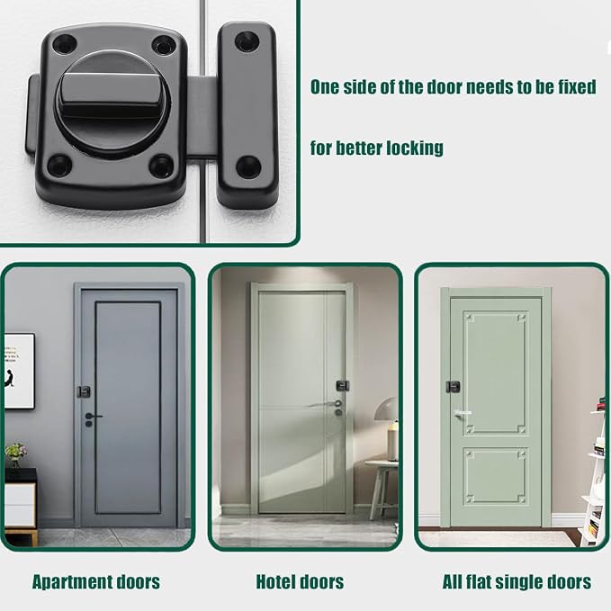 Inner Door Reinforcement Locks Latch,Anti-Pry and Sturdy | Zinc alloy french door lock resists forced entry,storm door latch safety lock,easy DIY install,for bedrooms,bathrooms,RV - Image 6