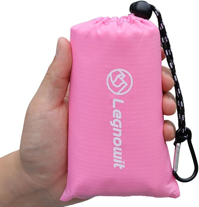 Pocket Blanket, Compact Blanket for Picnic, Beach, Festival | Sandproof, Waterproof, Stakes & Carabiner Included, Packable Lightweight Tarp for Camping, Hiking, Backpacking, Travel by Legowitoutdoor
