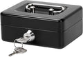 Jssmst X-Small Cash Box with Lock - Money Saving Box for Cash Coins, Small Lock Box for Medication Personal Items, 4.92'' x 3.94'' x 2.28'', Black by Jssmst