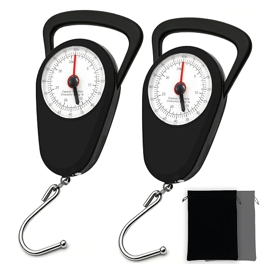 Hanging Scale with Hook, Fish Scale No Battery, Suitcase Scale, 80 Lbs | 2PC Luggage Weight Scale with Tape Measure, Durable Hanging Scale with Tape Measure for Suitcases, Travel, Fishing & Outdoor by Jewelvwatchro