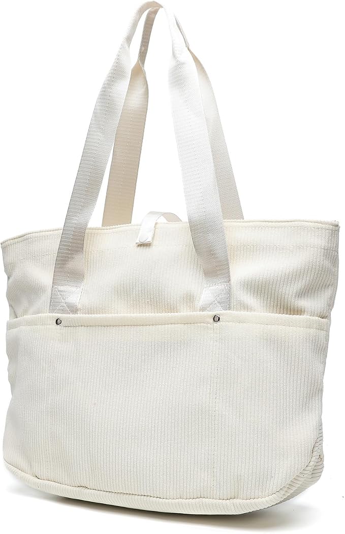 Corduroy Tote Bag Womens Foldable Purses and Handbags for Work Travel by MCUVAEC