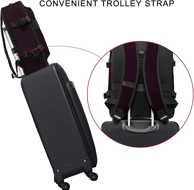 Lightweight Travel Backpack Hiking Daypack Laptop Bookbag, 17L Carry-on Personal Item Weekender Overnight Bag Unisex, Eggplant - Image 5