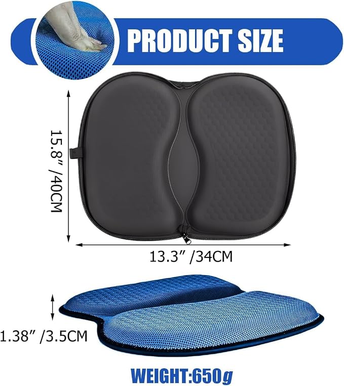 masteymoh Foldable Seat Cushion for Travel, Honeycomb Gel Cushion with Zipper & Handle, Portable Silicone Gel Seat Cushion for Cars, Honeycomb Butt Pillow 15.8 x 13.3 x 1.4 Inches (1 in Black) - Image 8