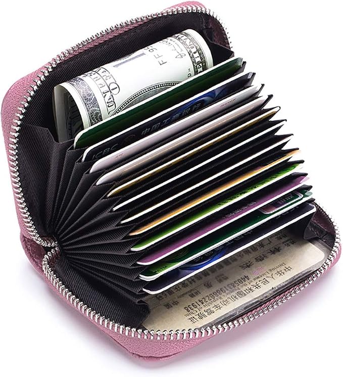 RFID Credit Card Holder Genuine Leather Credit Card Wallet with Zipper | RFID - Image 4
