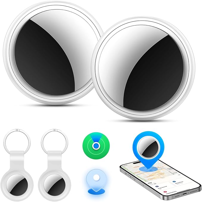 Air Tracker Tag-2 Pack, Smart Item Tags [Apple MFi Certified] | With Find My app (iOS Only), Key Finder Locator Luggage Tag for Keys, Bags, Wallets, Backpack, Suitcases, Replaceable Battery by YriiomoUS