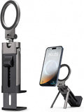 Travel Phone Holder 360 Magnetic Stand | For Airplane Desk Office Gym, Foldable Metal Stand with 40 N55 Magnets, Military Grade Dual Spring Clamp for Turbulence by Unknown