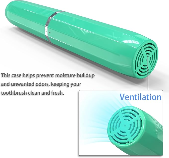 Long Ventilated Electric Toothbrush Travel Case, Portable Holder, Fits Most Standard Straight Electric Toothbrushes (Green) - Image 7