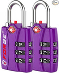 Forge Open Alert TSA Approved Luggage Locks - 3 Digit Combination, Easy Read Dials, Zinc Alloy Body - Ideal Travel Lock for Luggage, Suitcases, Bags & Toolboxes (Purple 2 Locks) by Forge