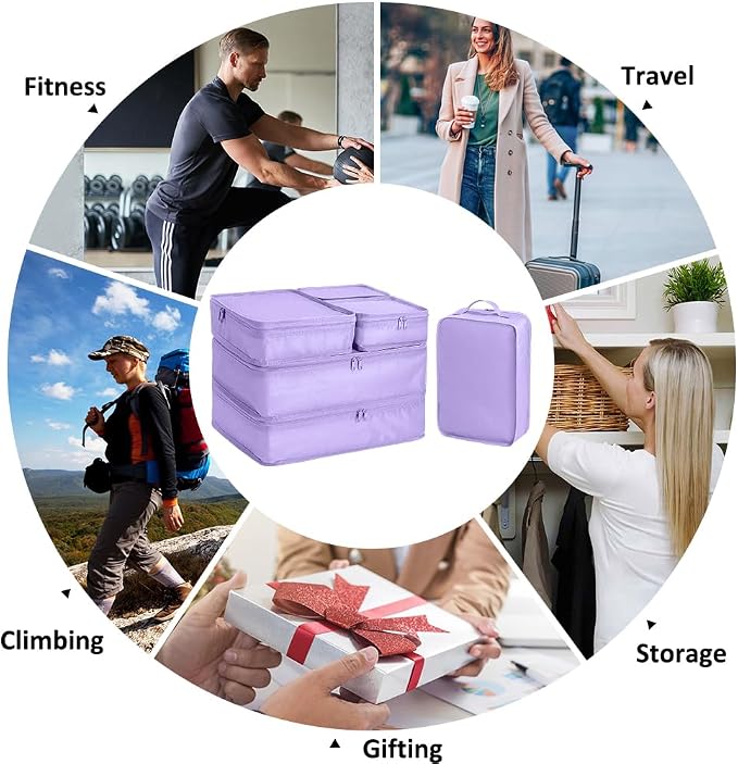 Packing cubes for Travel Luggage Organizer Bags 6 Set Packing Cubes for Suitcases Travel Essentials for Carry on Mesh Suitcase Organizer with Shoe Bag (purple) - Image 6