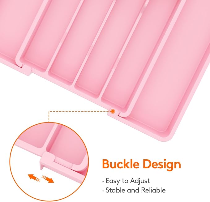 Lifewit Expandable Silverware Drawer Organizer, Kitchen Utensil Tray | BPA-free Plastic Flatware Cutlery Holder, Space-Saving Storage for Spoons Forks Knives, 8.5-14 x 12 x 1.5“, Pink - Image 5