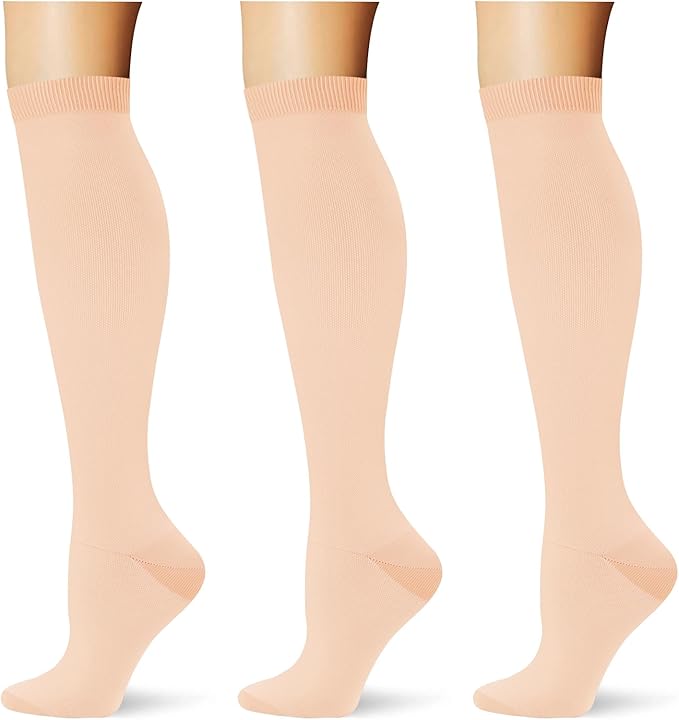 (3 pairs) Compression Socks 20-30 mmHg Long Knee High Socks for Women Men Support Athletic Travel Daily Wear by Saniripple