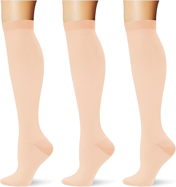 (3 pairs) Compression Socks 20-30 mmHg Long Knee High Socks for Women Men Support Athletic Travel Daily Wear by Saniripple