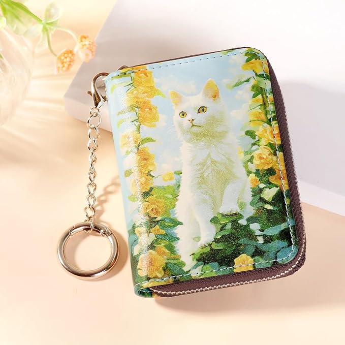 FurArt Zipper Wallet Women RFID Credit Card Holder keychain Wallet | ID Window RFID Blocking Compact Small business 15/16 slots - Image 2
