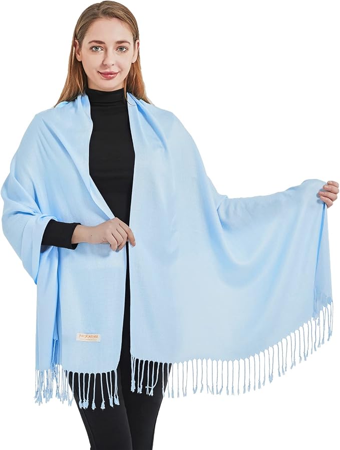 Soft Silky Pashmina Shawl Wraps Solid Colors Scarf for Wedding Evening Dresses - Image 4
