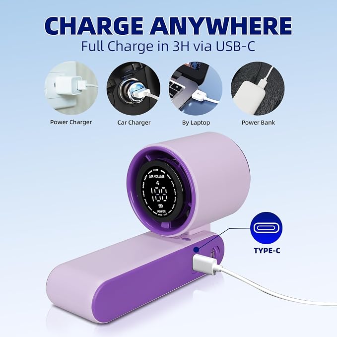 3 IN 1 Portable Handheld Mini Fan, Compact Personal Cooling, 100Speeds, Rechargeable, Quiet Operation, USB-C, for Travel, Office, Outdoor (Beige) - Image 2