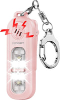 TECKNET Personal Safety Alarm 135dB with SOS Strobe Light for Women - Rechargeable& IPX4 Waterproof Running Lights with Clip On Torch & Low Battery Notice, Safety Siren for Running Travel Kids, Pink by Tecknet